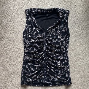 White House Black Market Floral Sleeveless Blouse